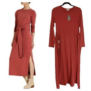 J. JILL PURE JILL Brick Red Wrap Around Waist Ties Dress with Slit X-Small NWT